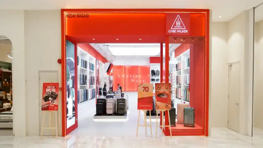 Case Valker luggage store in Klang Valley showcasing modern travel luggage and durable suitcases in Malaysia retail showroom