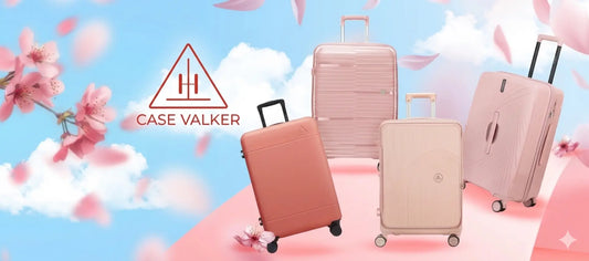 Case Valker local luggage Malaysia — hardcase collection in pink, coral and nude with cherry blossom theme