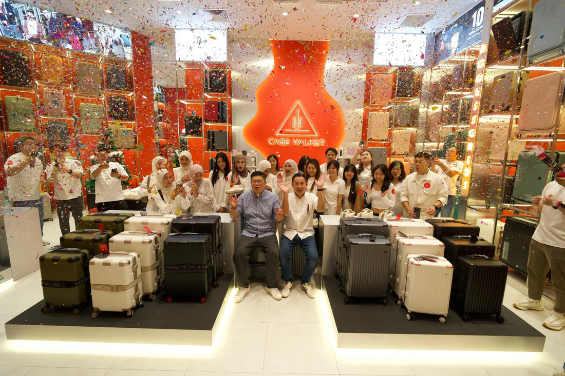 Case Valker Sunway Square Mall store launch in Klang Valley Malaysia featuring premium polypropylene luggage and in-store shopping experience