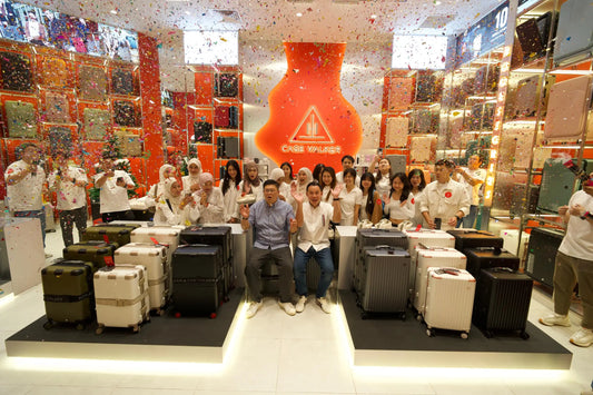 Case Valker Sunway Square Mall store launch in Klang Valley Malaysia featuring premium polypropylene luggage and in-store shopping experience